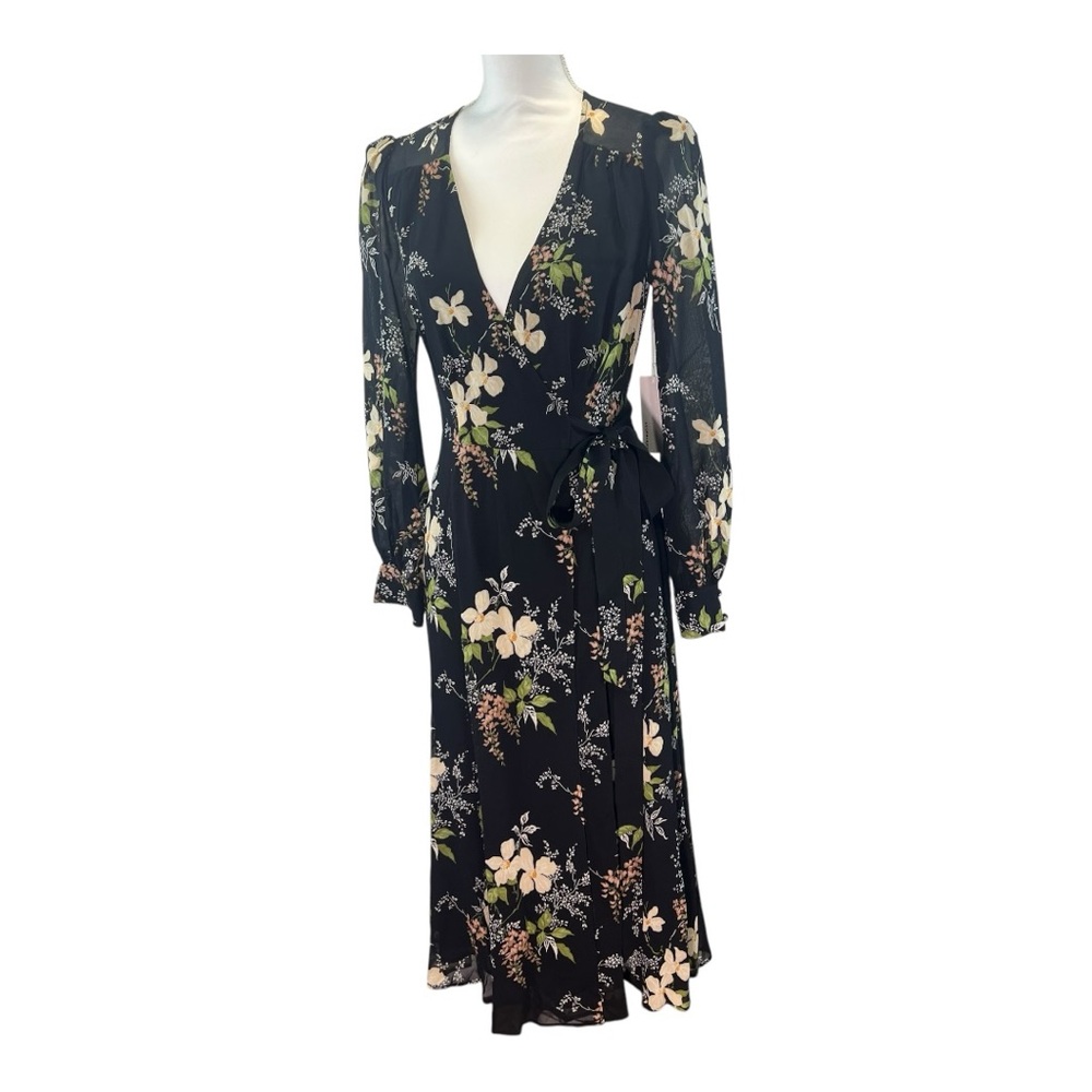 Reformation Size‎ XS Suzanna Midi Floral Black Wrap Dress NWT